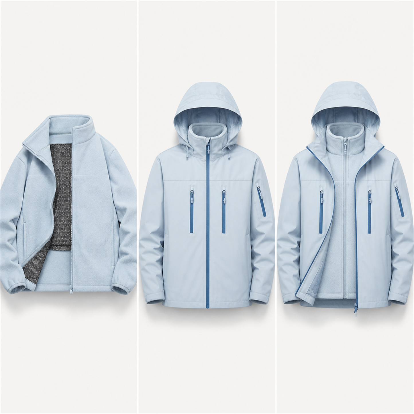Kestrel jacket three-in-one layering system with shell and removable fleece