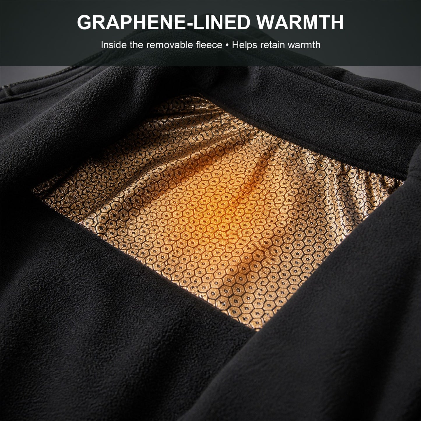 Graphene-patterned lining inside the removable fleece