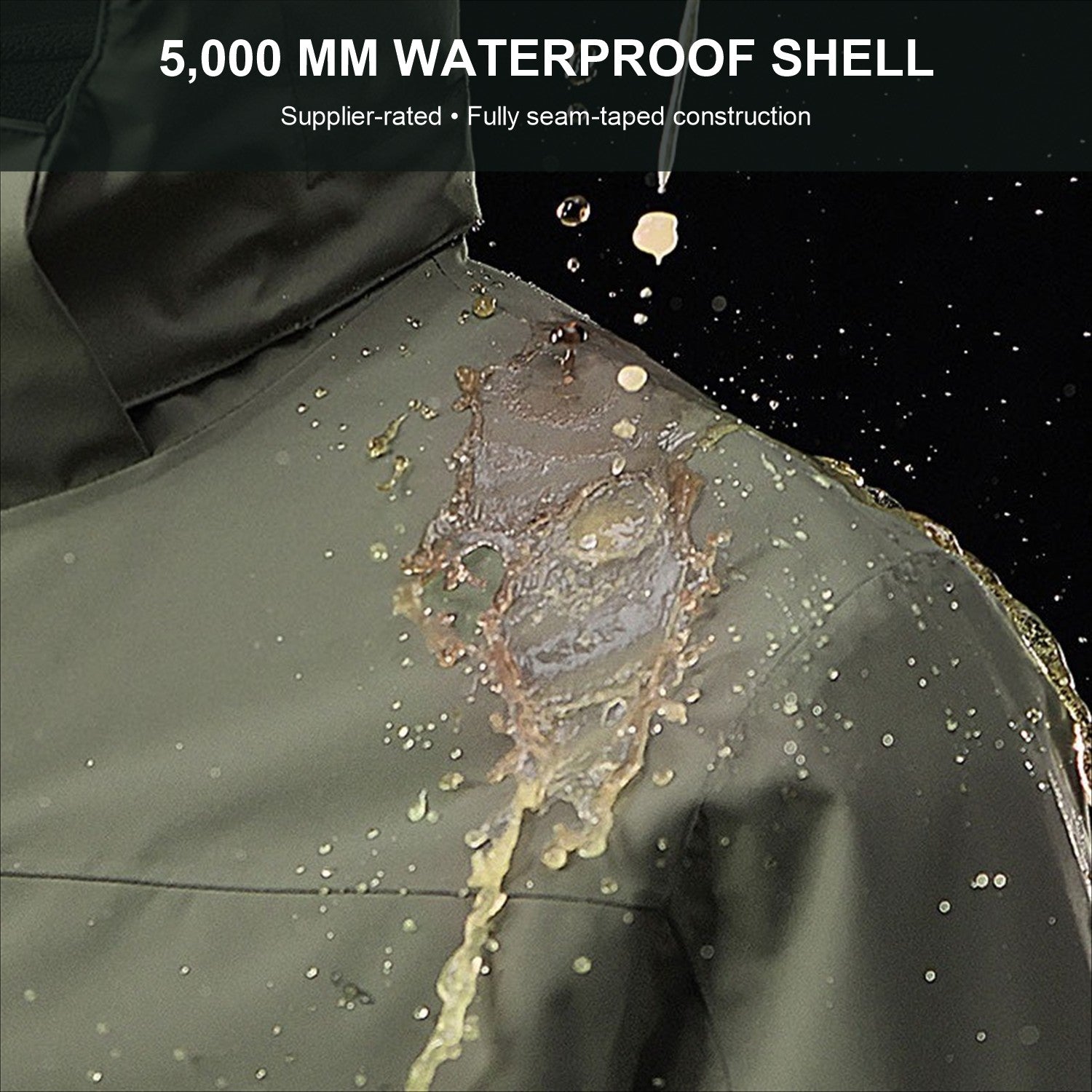 Supplier-rated 5,000 mm waterproof seam-taped shell