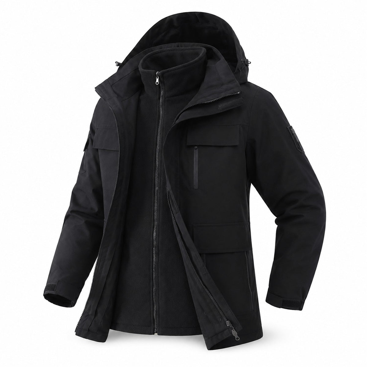 Ribble men's Black windproof 3-in-1 jacket front