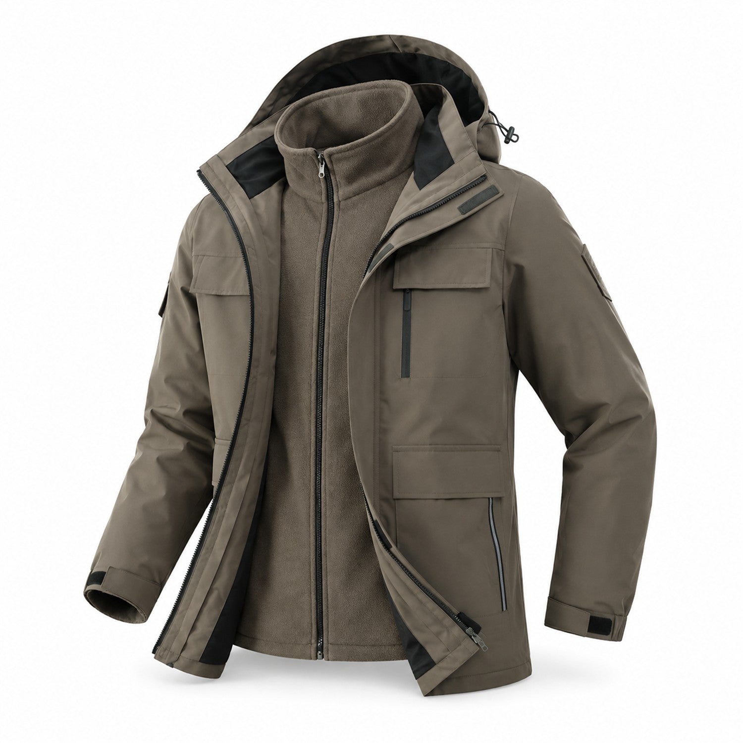 Ribble men's Brown windproof 3-in-1 jacket front