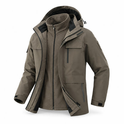 Ribble men's Brown windproof 3-in-1 jacket front
