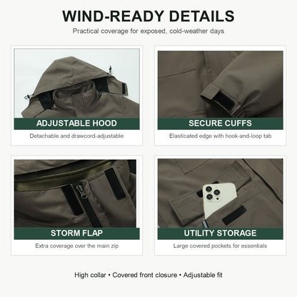 Ribble jacket wind-ready hood cuff storm flap and storage details