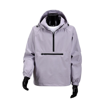Rivington men's hooded smock jacket in Light Purple, front view