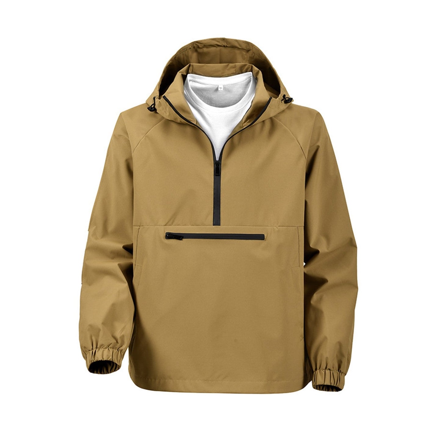 Rivington men's hooded smock jacket in Brown, front view