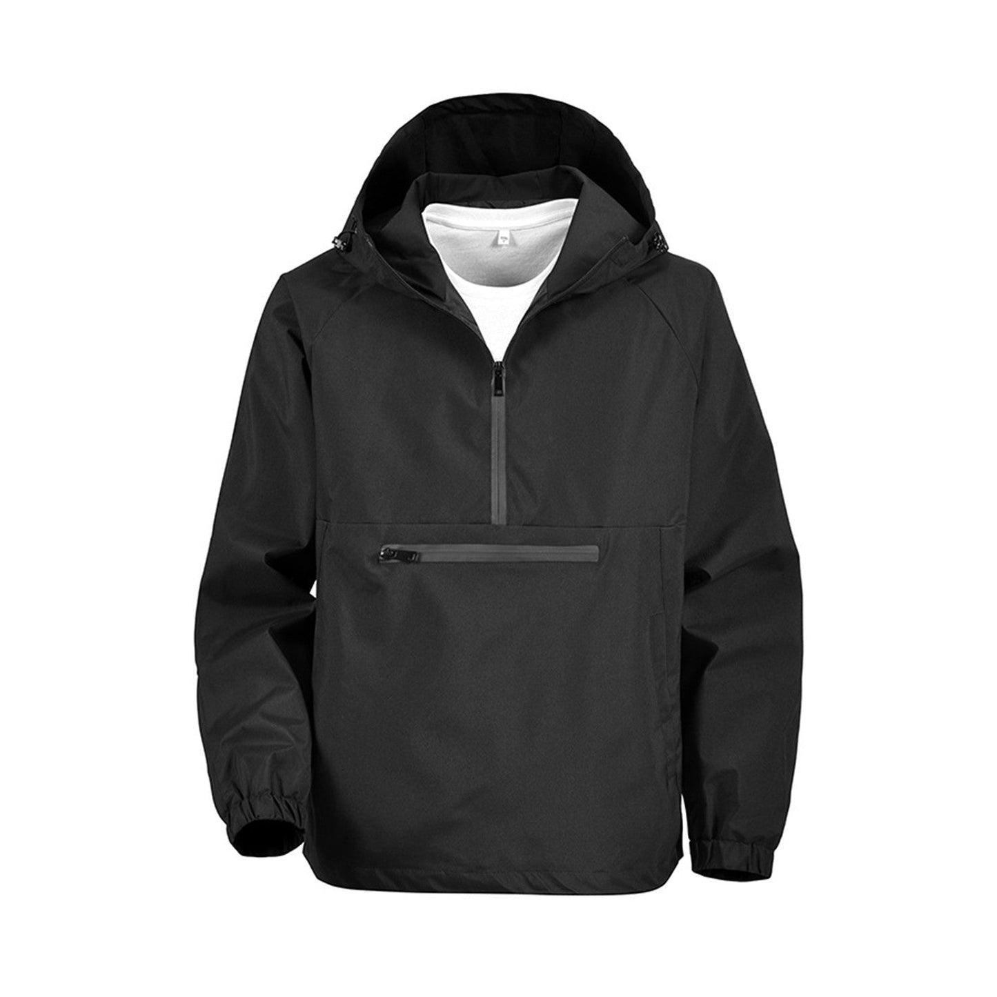 Rivington men's hooded smock jacket in Black, front view