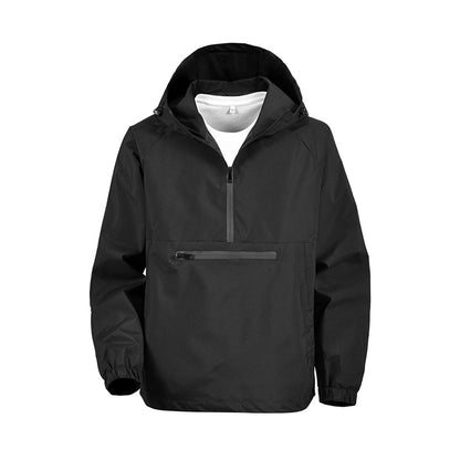 Rivington men's hooded smock jacket in Black, front view
