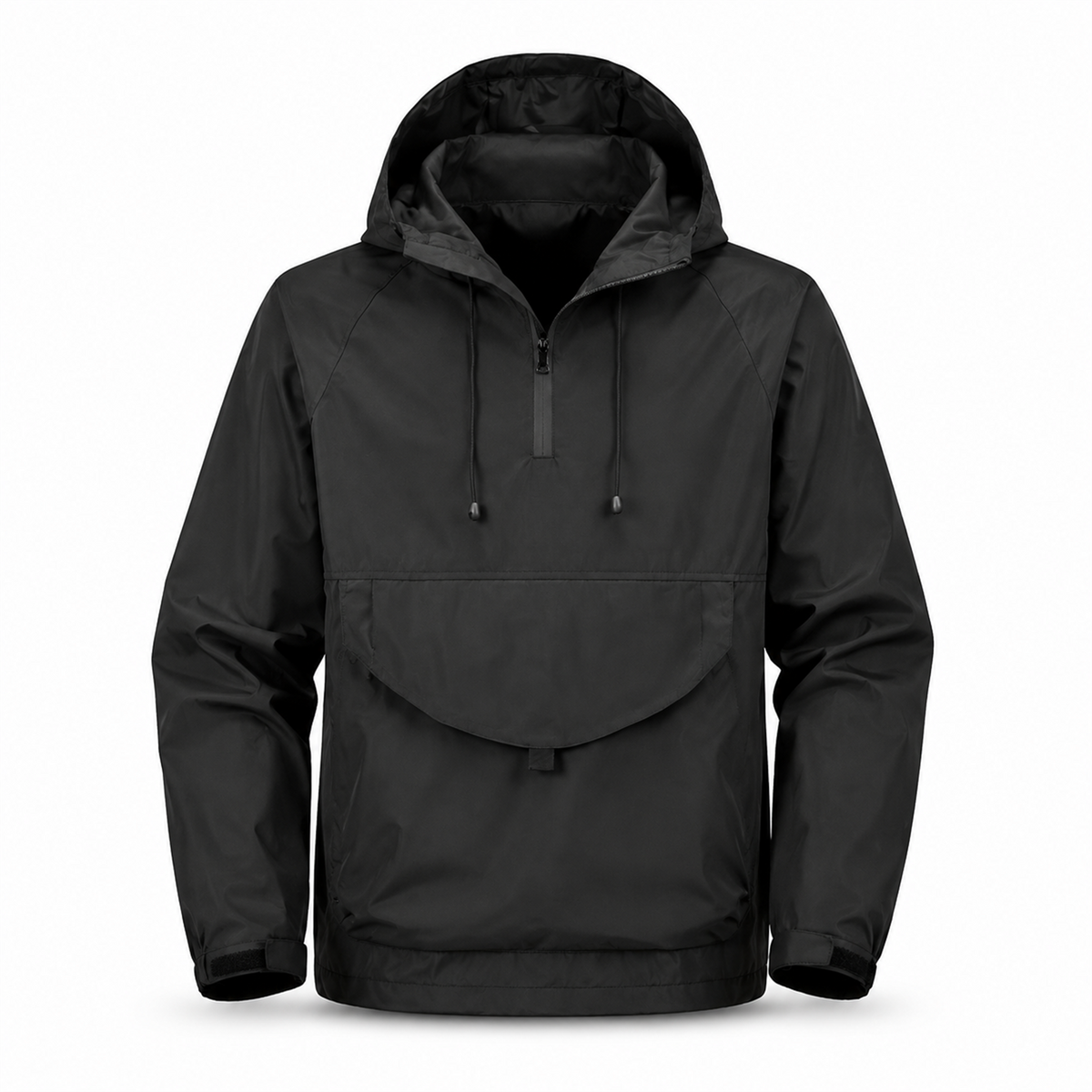 Arden men's hooded smock jacket in Black, front view