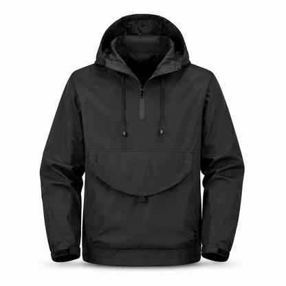 Arden men's hooded smock jacket in Black, front view