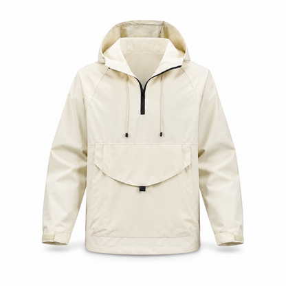 Arden men's hooded smock jacket in Off White, front view