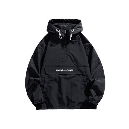 Haworth windproof smock jacket in Black on white