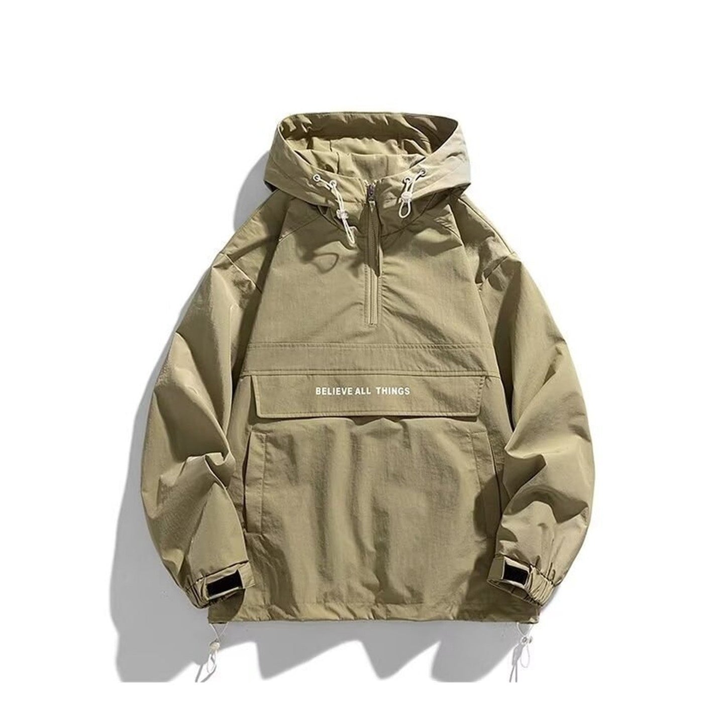 Haworth windproof smock jacket in Sage Green on white