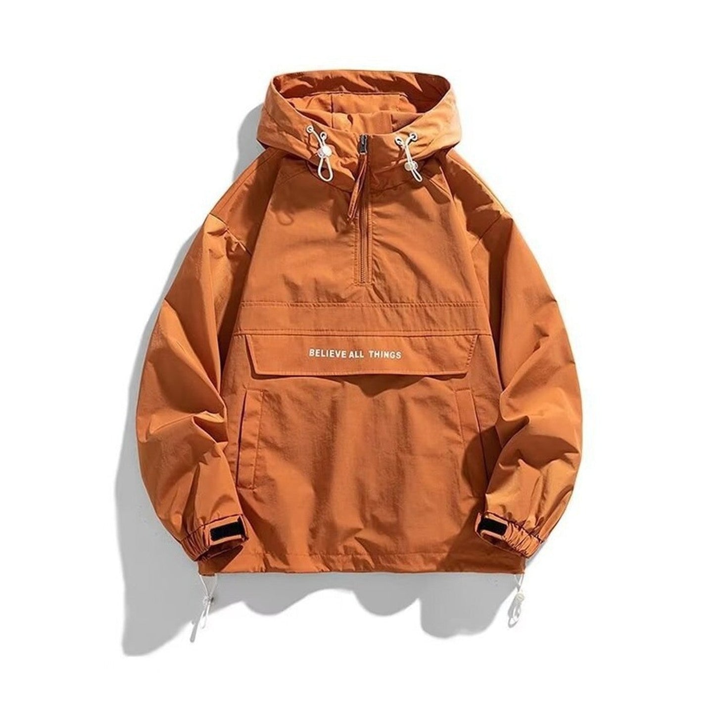 Haworth windproof smock jacket in Caramel on white