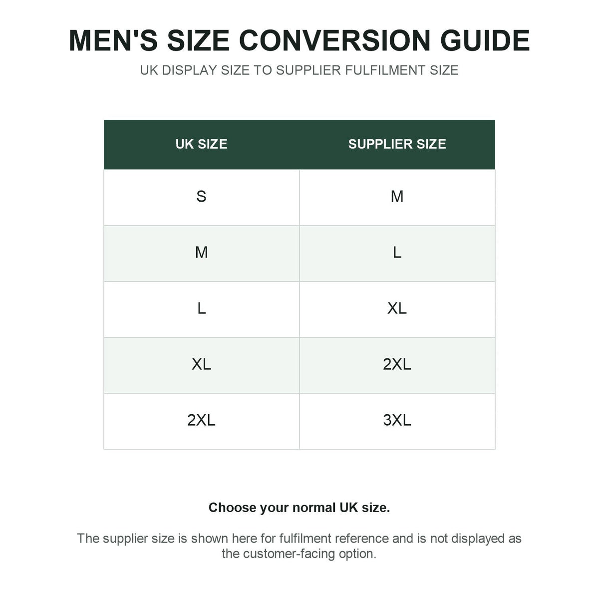 Haworth men's smock size conversion guide