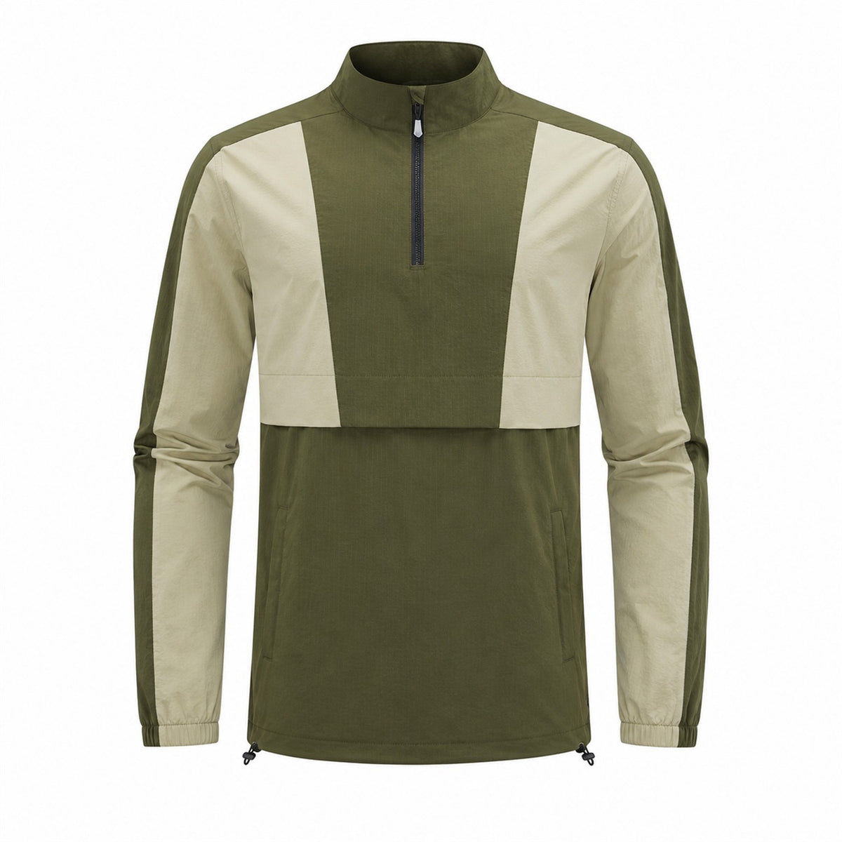 Eskdale men's lightweight half-zip smock - olive front