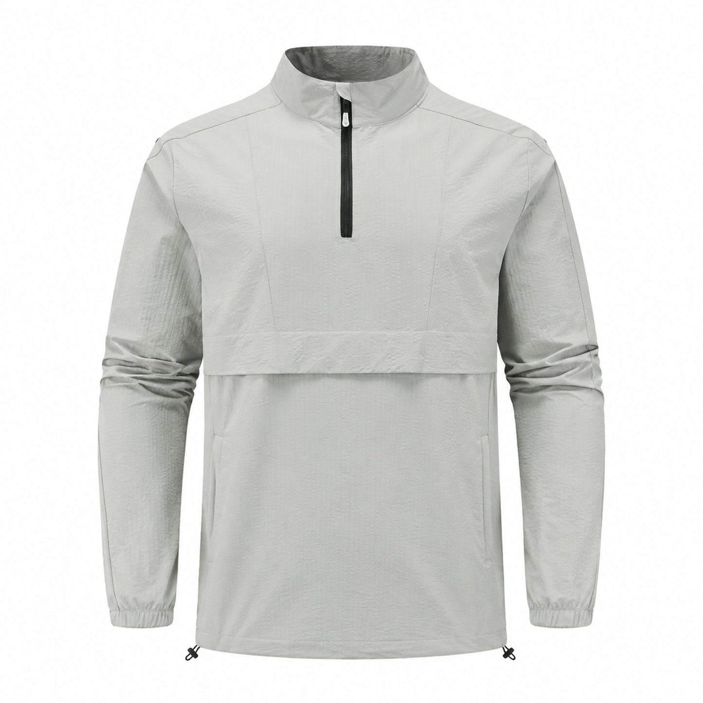 Eskdale men's lightweight half-zip smock - light grey front