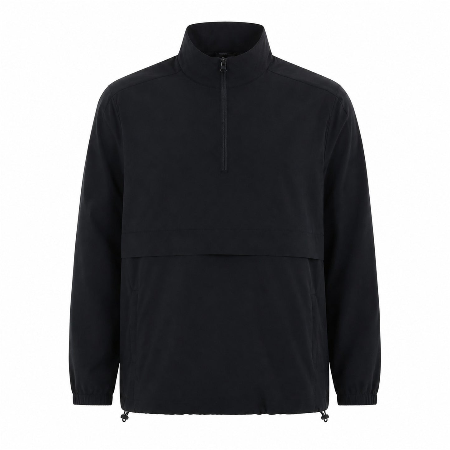 Eskdale men's lightweight half-zip smock - black front