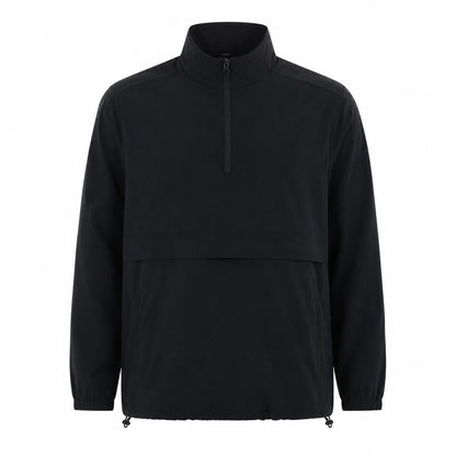 Eskdale men's lightweight half-zip smock - black front