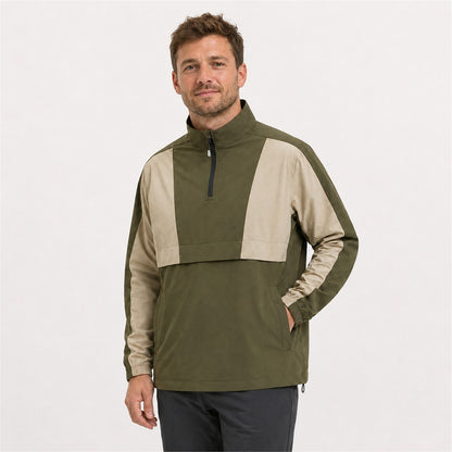 Eskdale men's lightweight half-zip smock - olive model white outdoor v3