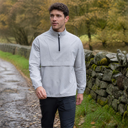 Eskdale men's lightweight half-zip smock - light grey outdoor