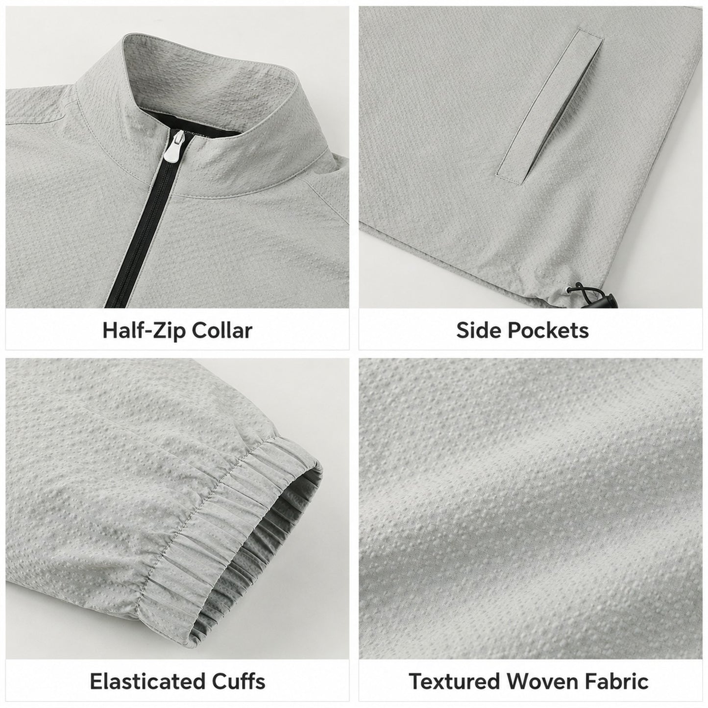 Eskdale men's lightweight half-zip smock - details