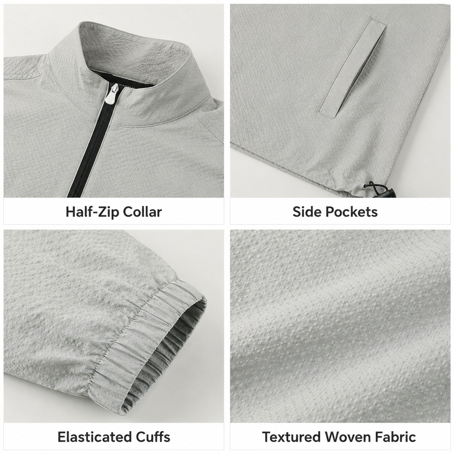 Eskdale men's lightweight half-zip smock - details