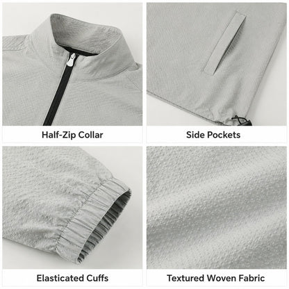 Eskdale men's lightweight half-zip smock - details
