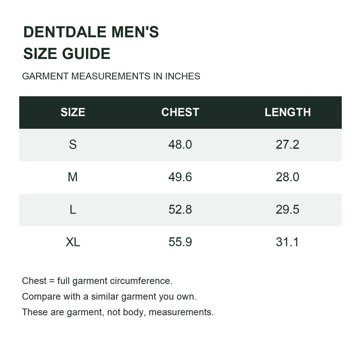 Dentdale men's cotton utility smock - size guide