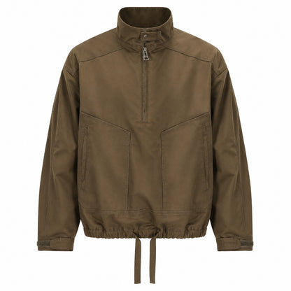 Weardale men's half-zip utility smock - brown front