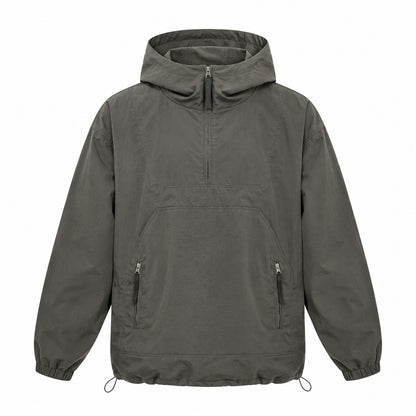 Calderdale men's hooded utility smock - grey front