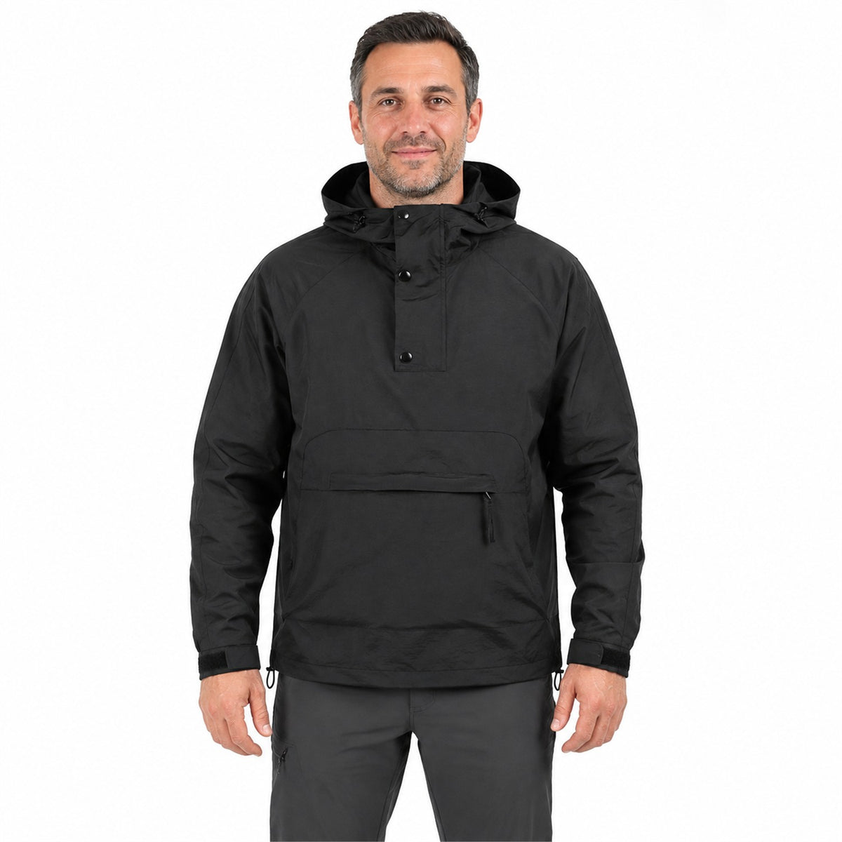 Ribblesdale men's hooded utility smock - black model white