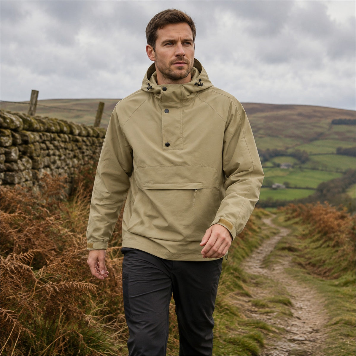 Ribblesdale men's hooded utility smock - khaki outdoor