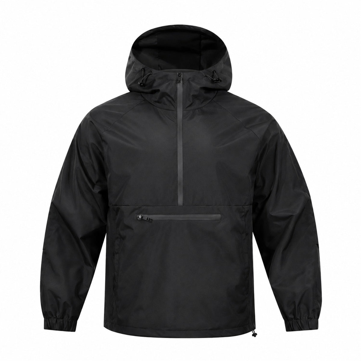 Nidderdale men's hooded half-zip smock - black front