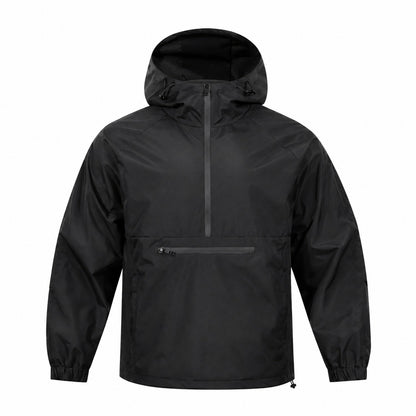 Nidderdale men's hooded half-zip smock - black front