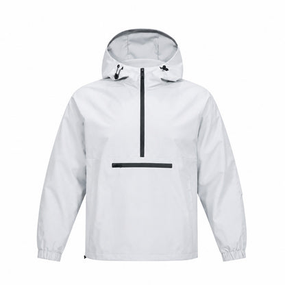 Nidderdale men's hooded half-zip smock - light grey front