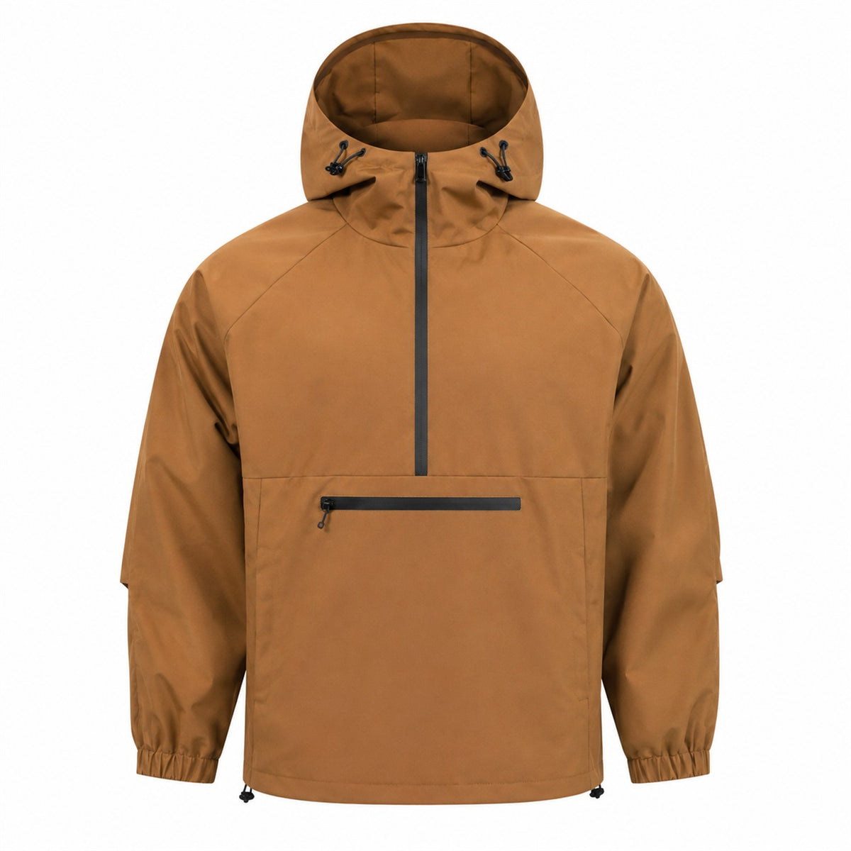 Nidderdale men's hooded half-zip smock - brown front
