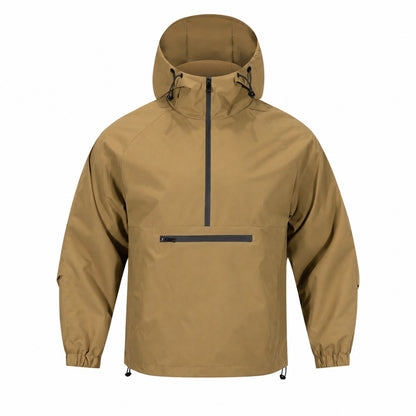 Nidderdale men's hooded half-zip smock - khaki front