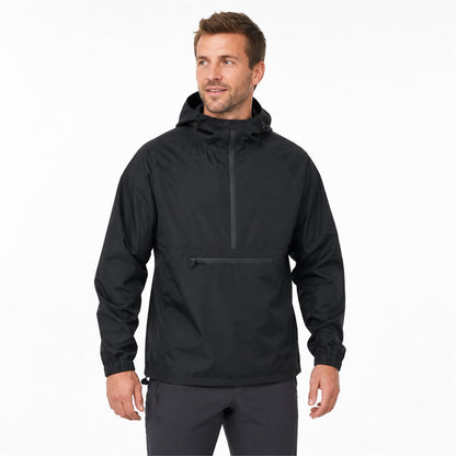 Nidderdale men's hooded half-zip smock - black model white
