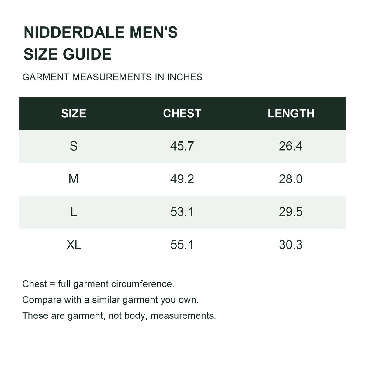 Nidderdale men's hooded half-zip smock - size guide