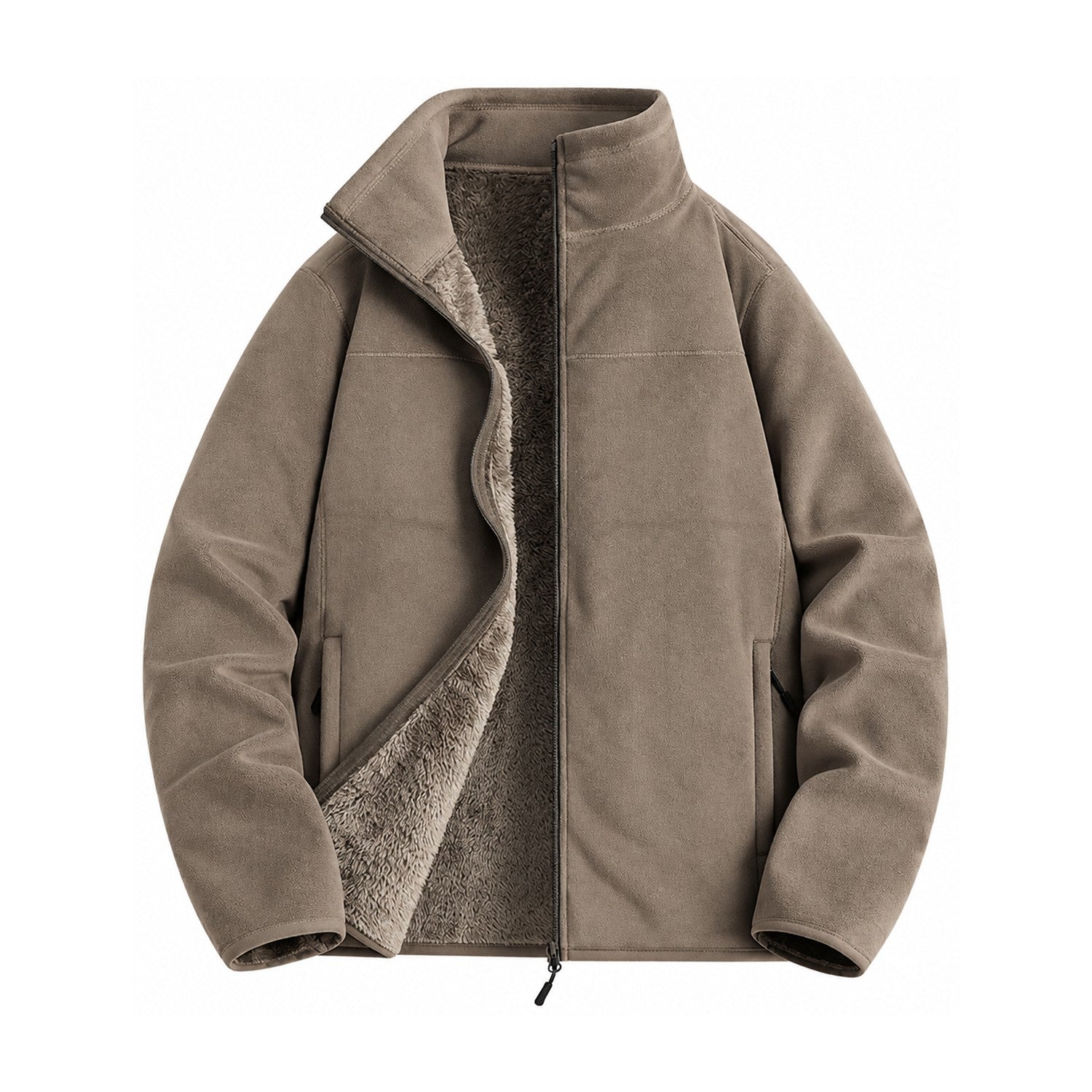 Warkworth fleece midlayer — men brown front