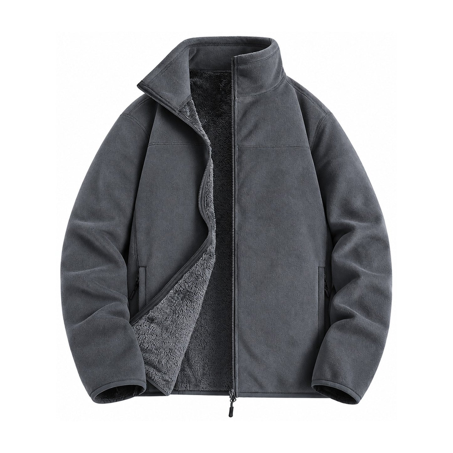 Warkworth fleece midlayer — men dark grey front