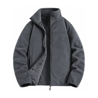 Warkworth fleece midlayer — men dark grey front