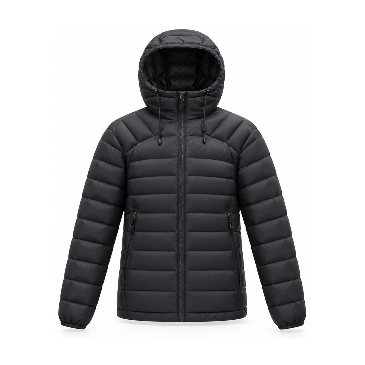 Danby lightweight hooded down jacket — black front