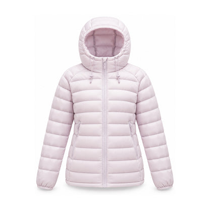 Danby lightweight hooded down jacket — blush pink front
