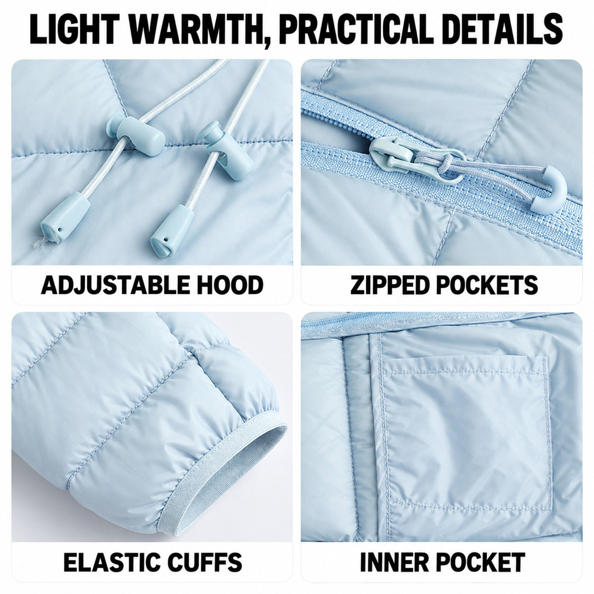 Danby lightweight hooded down jacket — details