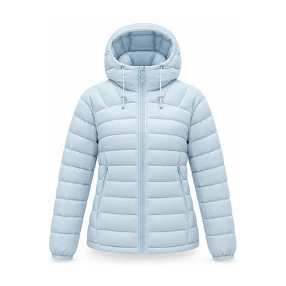 Danby lightweight hooded down jacket — ice blue front