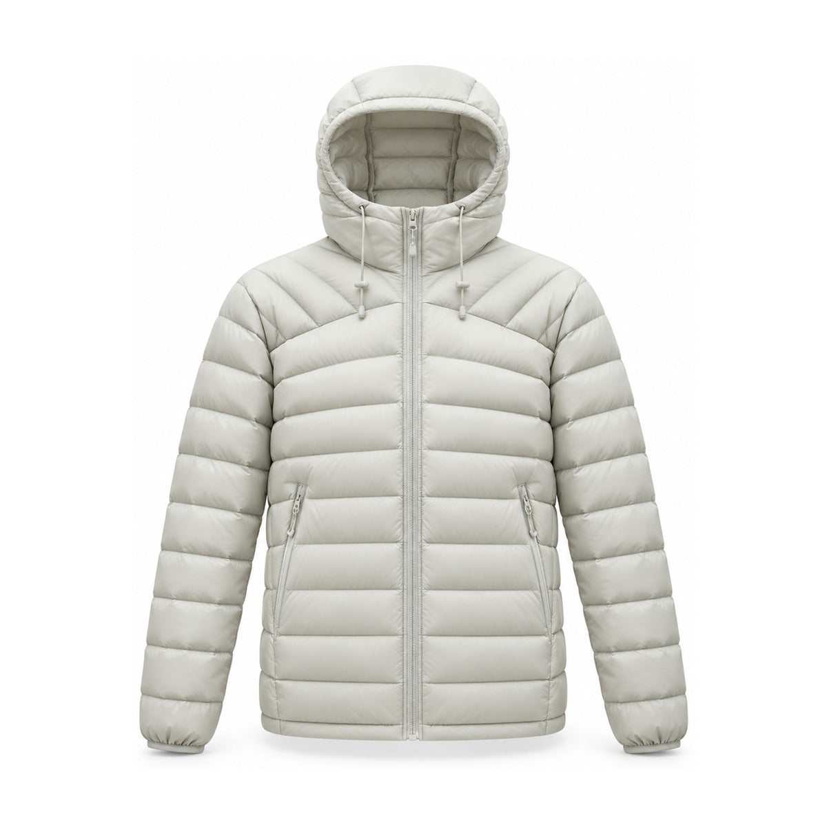 Danby lightweight hooded down jacket — light grey front