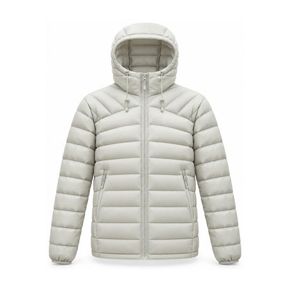 Danby lightweight hooded down jacket — light grey front