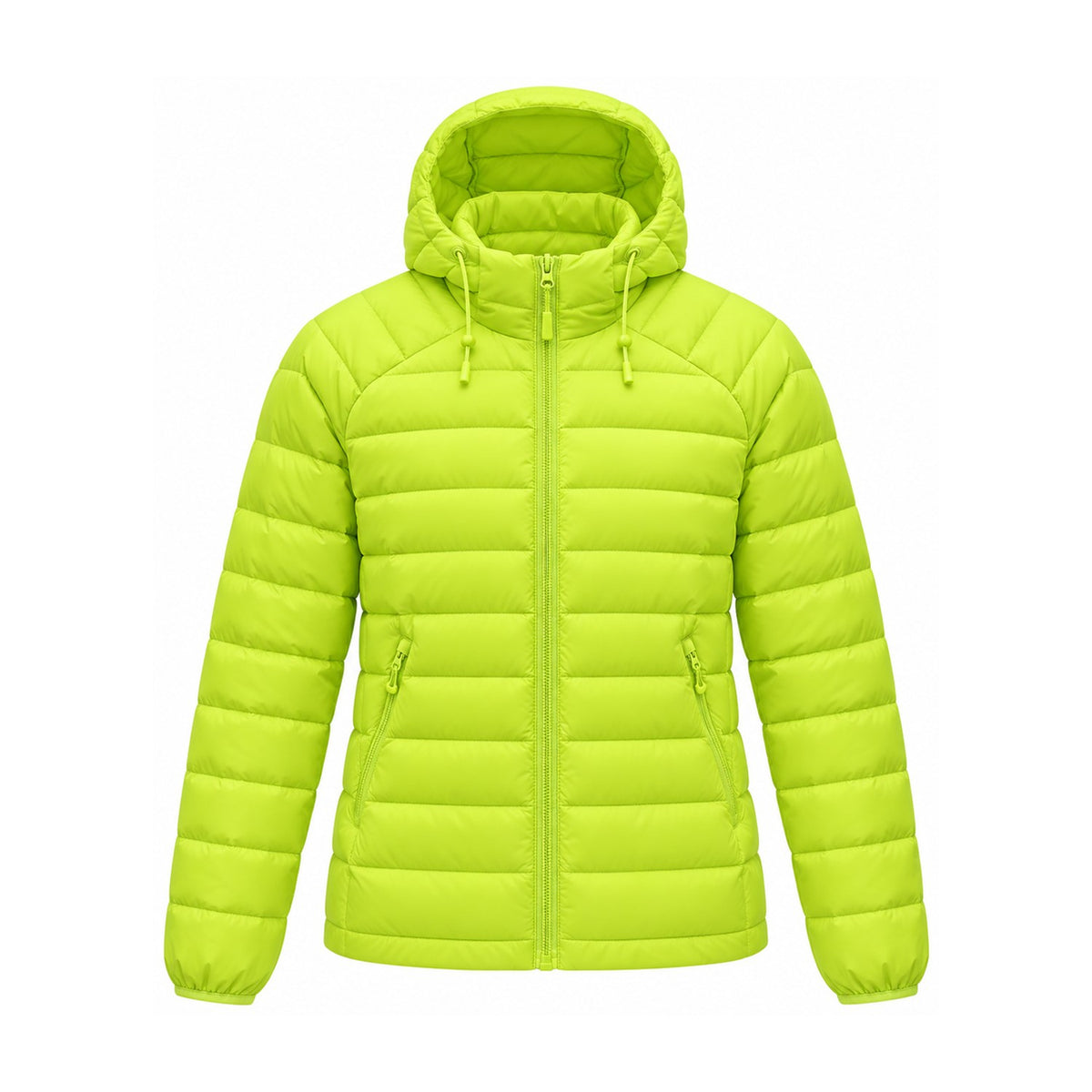 Danby lightweight hooded down jacket — lime green front