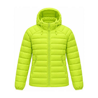 Danby lightweight hooded down jacket — lime green front